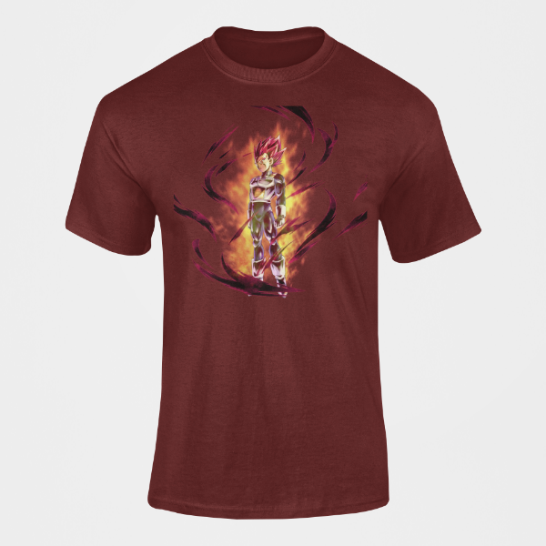 T-shirt Vegeta God Dragon Ball bordeaux