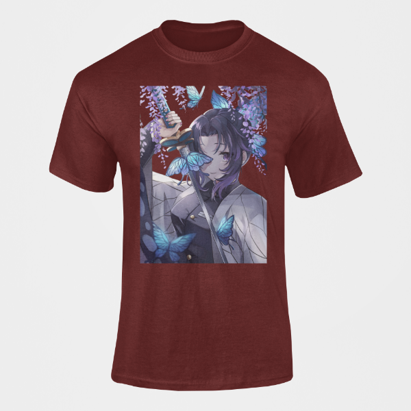 T-Shirt Shinobu Manga Demon Slayer bordeaux