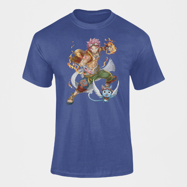 T-Shirt Happy et Natsu Manga Fairy Tail  bleu