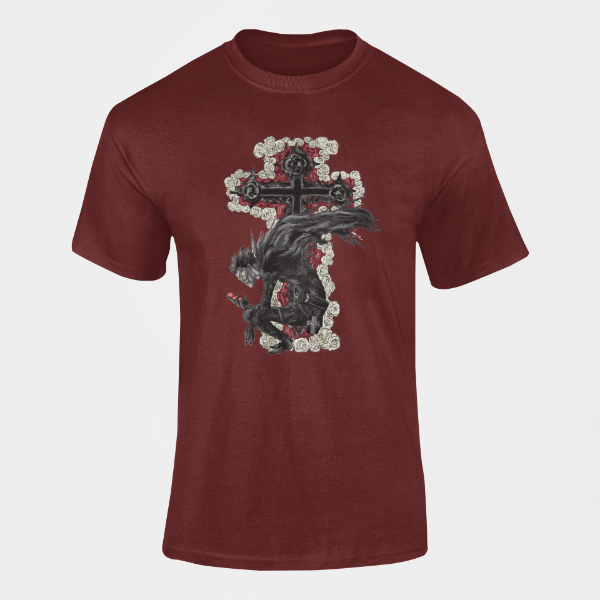 T-Shirt Ryuk Cross Manga Death Note bordeaux