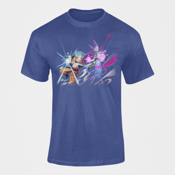 T-shirt Beerus vs Goku Dragon Ball bleu