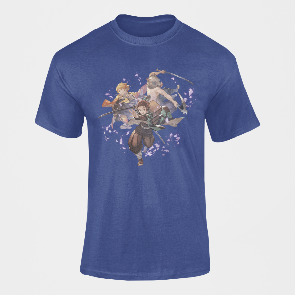 T-Shirt Personnages Manga Demon Slayer bleu