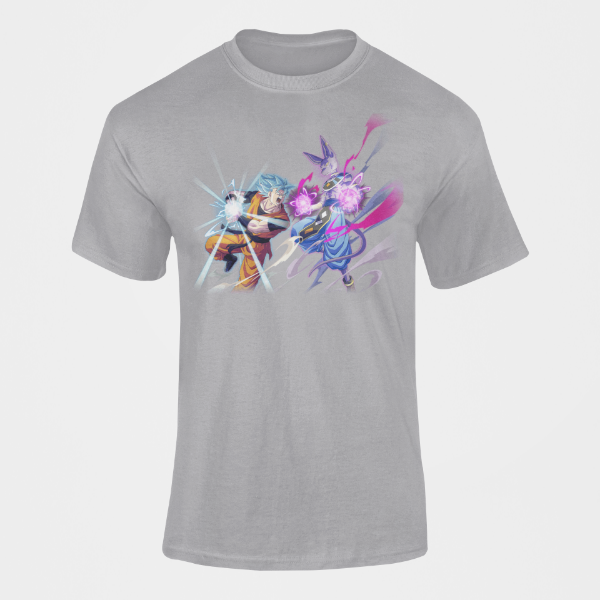 T-shirt Beerus vs Goku Dragon Ball gris