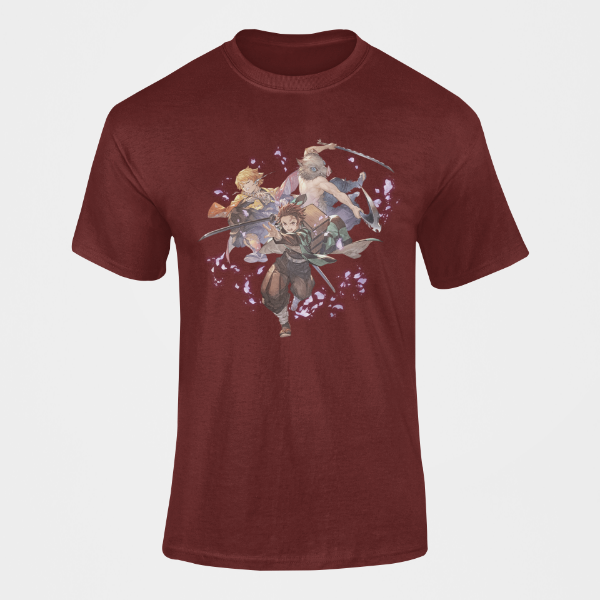 T-Shirt Personnages Manga Demon Slayer bordeaux