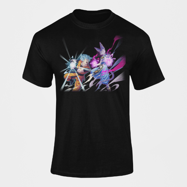 T-shirt Beerus vs Goku Dragon Ball noir