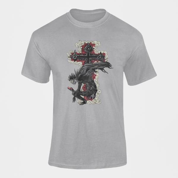 T-Shirt Ryuk Cross Manga Death Note gris