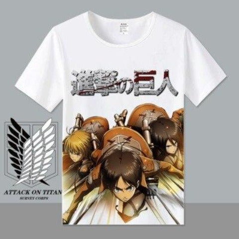 T-Shirt Eren x Mikasa x Armin Attack on Titan