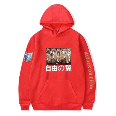 Sweat à Capuche attack on titan rouge