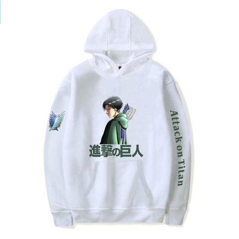 Sweat à Capuche attack on titan levi blanc