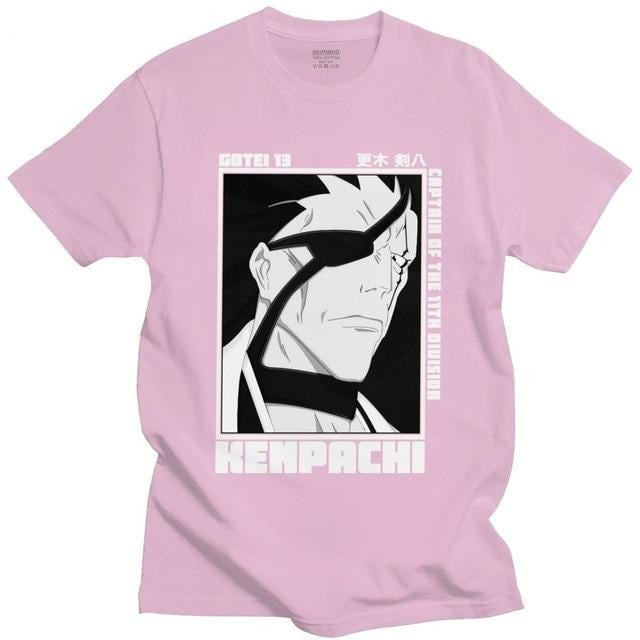 Camiseta Zaraki Kenpachi Manga Bleach (8 colores) Flocado Adulto Hombres Mujeres Mangas cortas