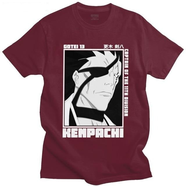 T-Shirt Zaraki Kenpachi Manga Bleach (8 coloris) Floqué Adulte Homme Femme Courtes Manches