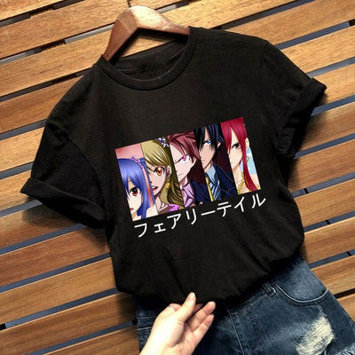 T-Shirt Manga Fairy Tail Floqué Adulte Femme Courtes Manches