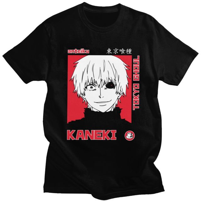 Tokyo Ghoul Kaneki Manga T-Shirt Antik Beflockt Erwachsene Männer Frauen Kurze Ärmel