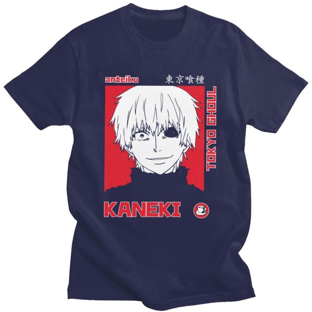 Tokyo Ghoul Kaneki Manga T-Shirt Antik Beflockt Erwachsene Männer Frauen Kurze Ärmel