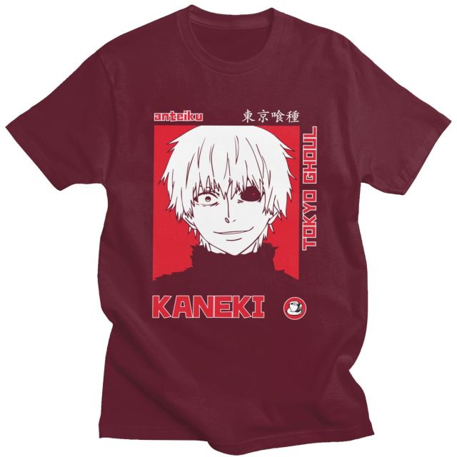 Tokyo Ghoul Kaneki Manga T-Shirt Antik Beflockt Erwachsene Männer Frauen Kurze Ärmel
