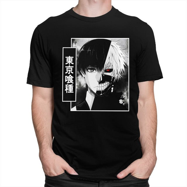 T-Shirt Manga Tokyo Ghoul Ken Kaneki Floqué Adulte Homme Femme Courtes Manches