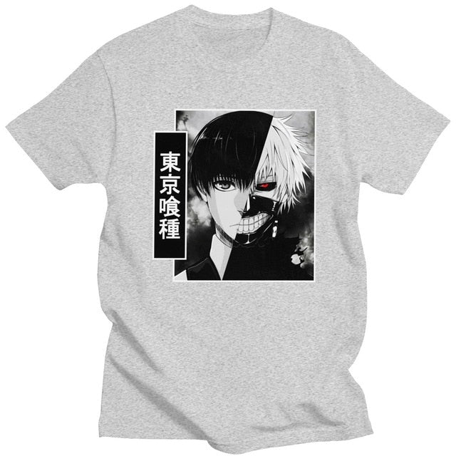 T-Shirt Manga Tokyo Ghoul Ken Kaneki Floqué Adulte Homme Femme Courtes Manches