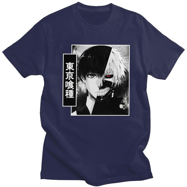 T-Shirt Manga Tokyo Ghoul Ken Kaneki Floqué Adulte Homme Femme Courtes Manches