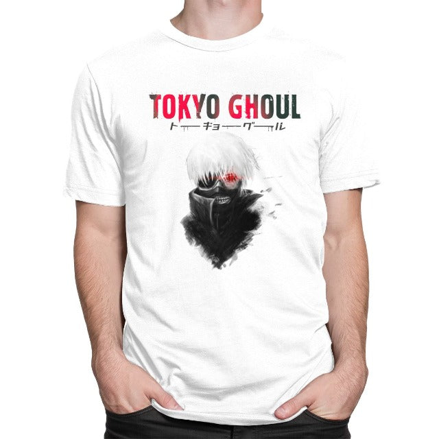 Camiseta Hombre Manga Tokyo Ghoul Flocked Adulto Mangas Cortas