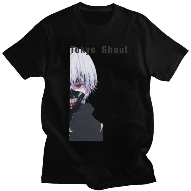 Tokyo Ghoul Kanji Flocked Manga T-Shirt Erwachsene Männer Frauen Kurze Ärmel