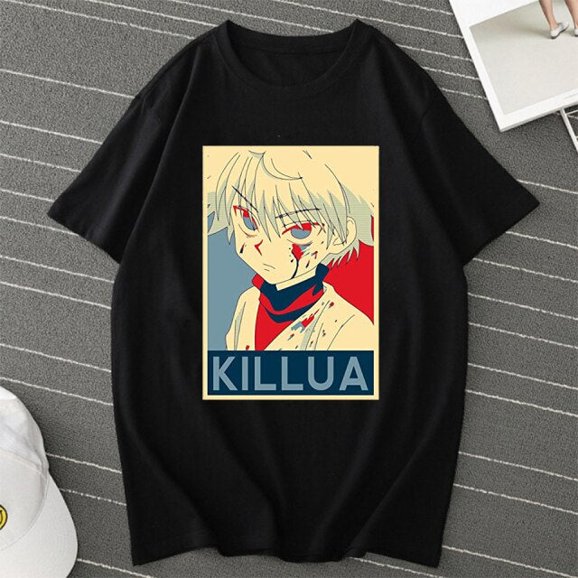 Killua Zoldyck Manga HxH flocado camiseta adultos hombres mujeres manga corta