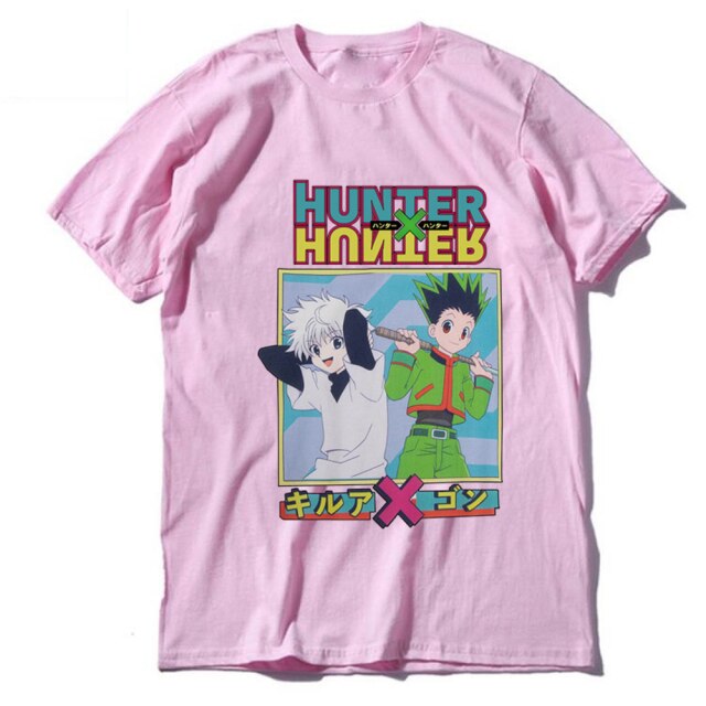 Hunter x Hunter Gon und Kirua beflocktes Manga-T-Shirt für Erwachsene, Männer und Frauen, kurze Ärmel