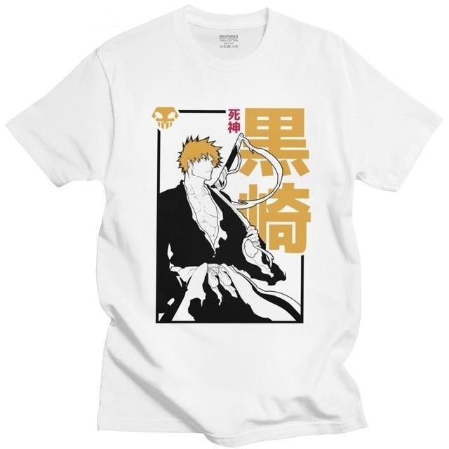 Camiseta Ichigo Kurosaki Manga Bleach (3 colores) Flocado Adulto Hombres Mujeres Mangas cortas