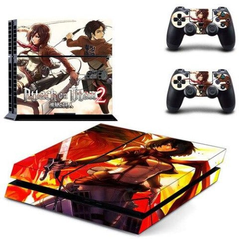 Sticker PS4 &quot;Mikasa x Eren&quot; Attaque des Titans Autocollant Playstation Console &amp; Manette