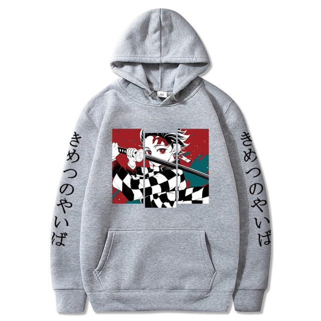 Manga Demon Slayer Tanjiro Felpa con cappuccio Adulto Uomo Donna Maniche lunghe