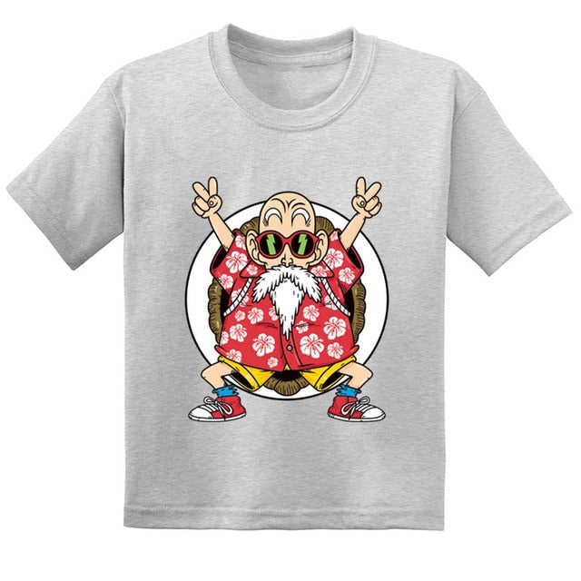 T-Shirt Enfant Tortue Géniale DBZ Fille Garçon GRIS
