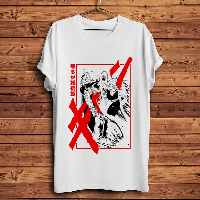Gohan vs Cell Dragon Ball flocado camiseta adultos hombres mujeres manga corta