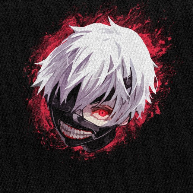 T-Shirt Manga Tokyo Ghoul Masque Floqué Adulte Homme Femme Courtes Manches