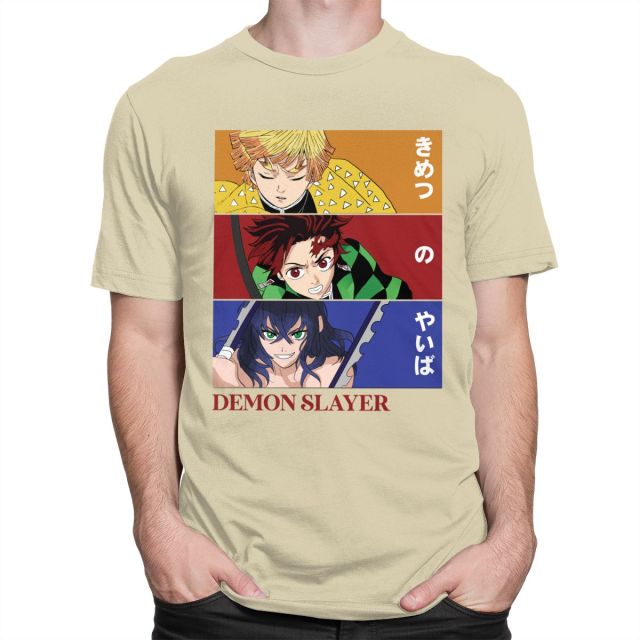 Camiseta Manga Demon Slayer (6 colores) flocado adultos hombres mujeres mangas cortas
