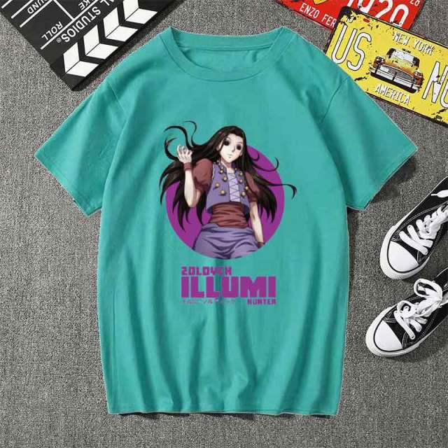 T-shirt Illumi Zoldyck Manga Hunter X Hunter Floqué Adulte Homme Femme Courtes Manches