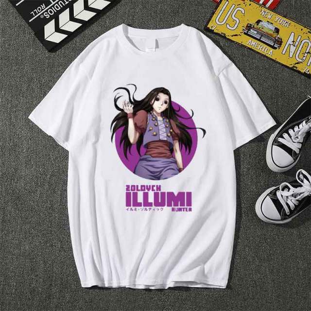 T-shirt Illumi Zoldyck Manga Hunter X Hunter Floqué Adulte Homme Femme Courtes Manches