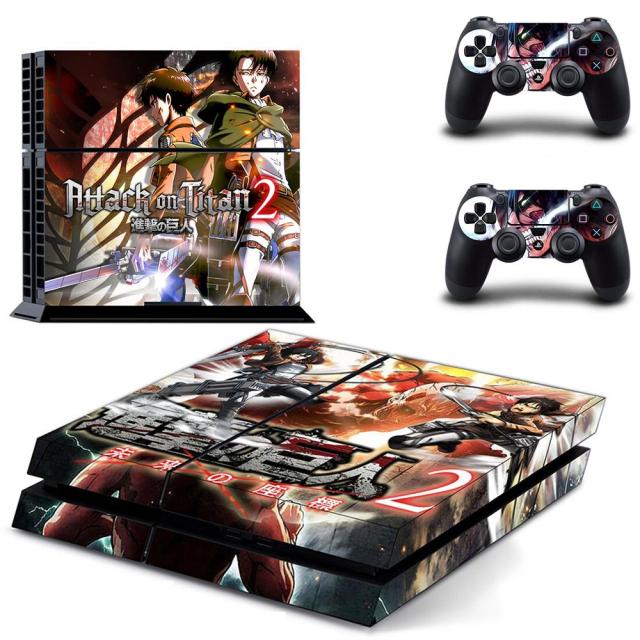 Sticker PS4 &quot;Eren Levi Mikasa&quot; Attack on Titan Autocollant Playstation Console &amp; Manette