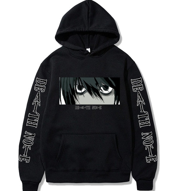 Pull L Manga Death Note A Capuche Adulte Homme Femme Longues Manches noir