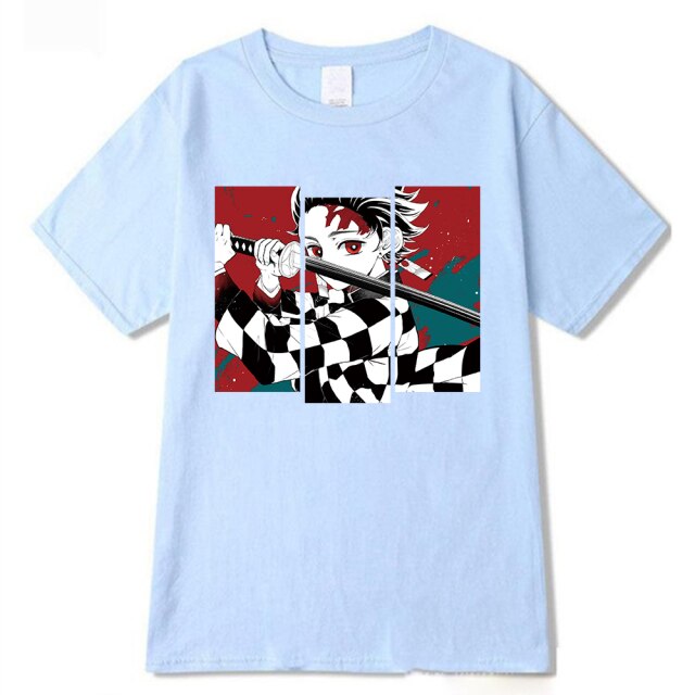 T-shirt Manga Demon Slayer (4 colori) floccata per uomo adulto e donna a maniche corte