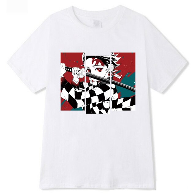 T-shirt Manga Demon Slayer (4 colori) floccata per uomo adulto e donna a maniche corte