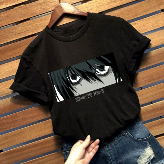 Camiseta L Manga Death Note Mujer Flocado Adulto Mangas Cortas