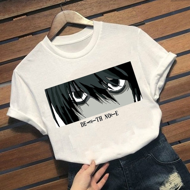 Camiseta L Manga Death Note Mujer Flocado Adulto Mangas Cortas