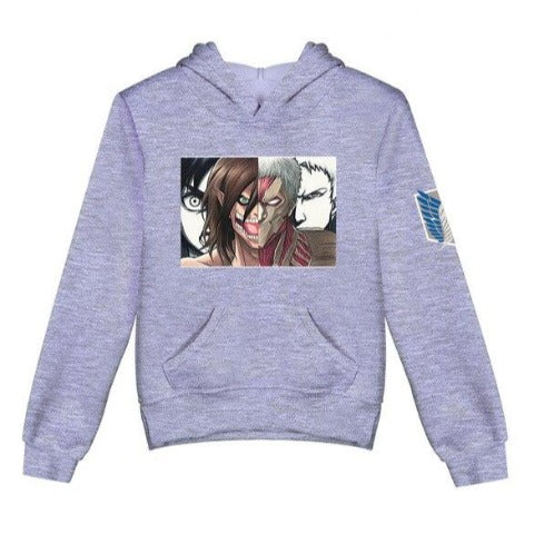 Pull Enfant Eren vs Reiner gris