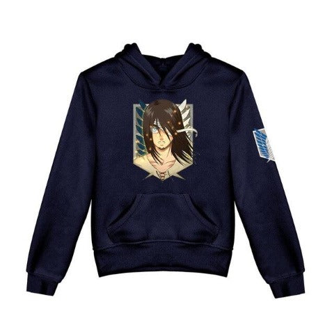 Pull Enfant Attaque des Titans Hoodie bleu