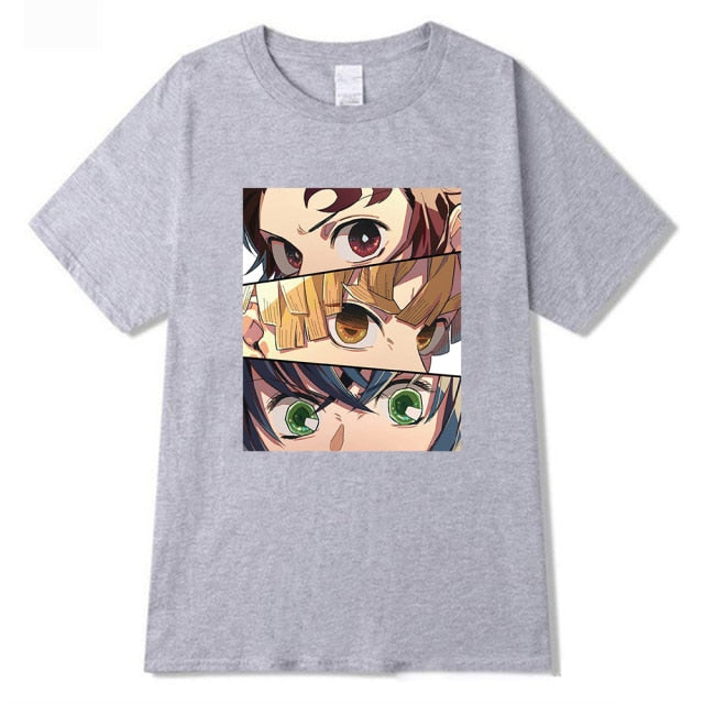 Camiseta Manga Demon Slayer (4 colores) flocado adultos hombres mujeres mangas cortas