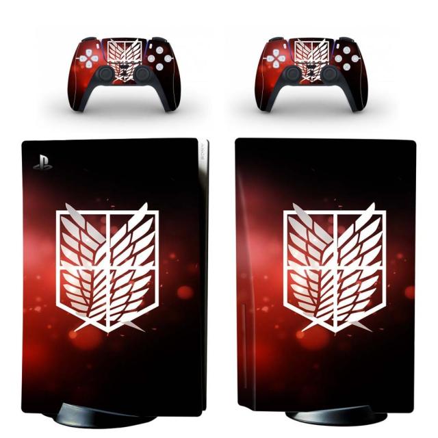 Pegatina de PS5 "Wings of Liberty" Attack On Titan Pegatina para consola y controlador
