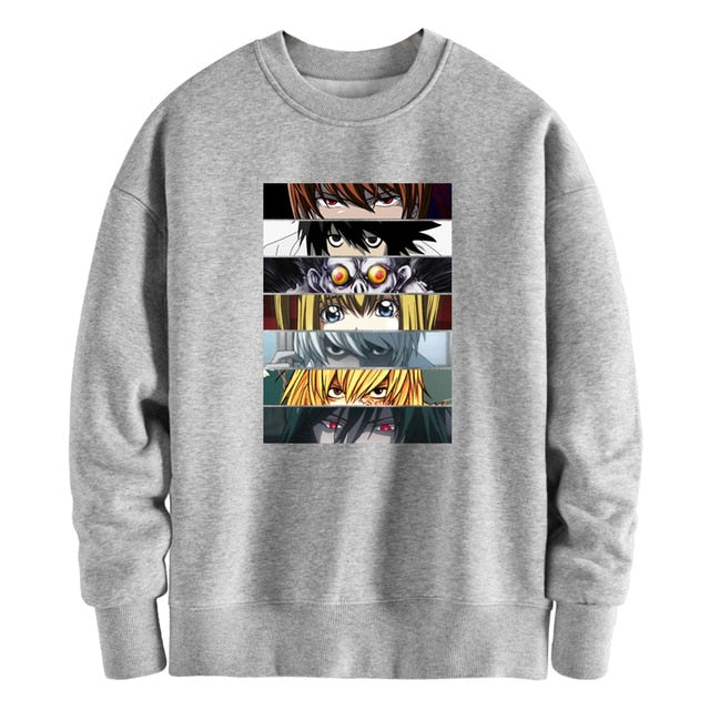 Pull Manga Death Note Adulte Homme Femme Longues Manches gris