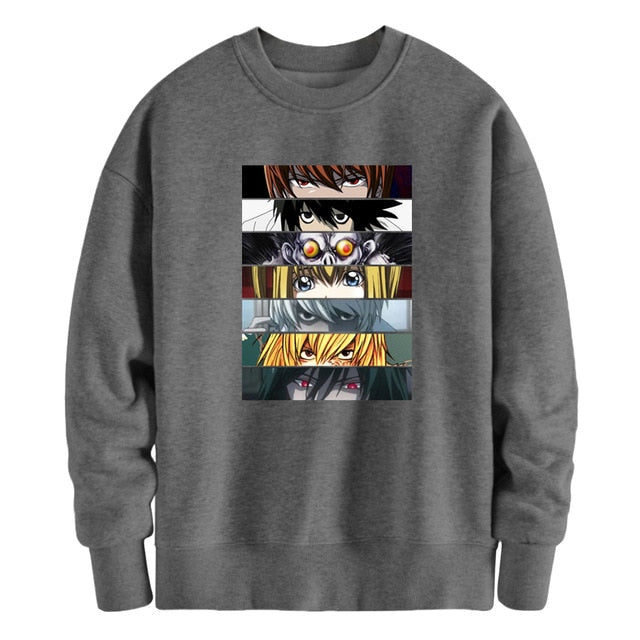 Pull Manga Death Note Adulte Homme Femme Longues Manches gris foncé