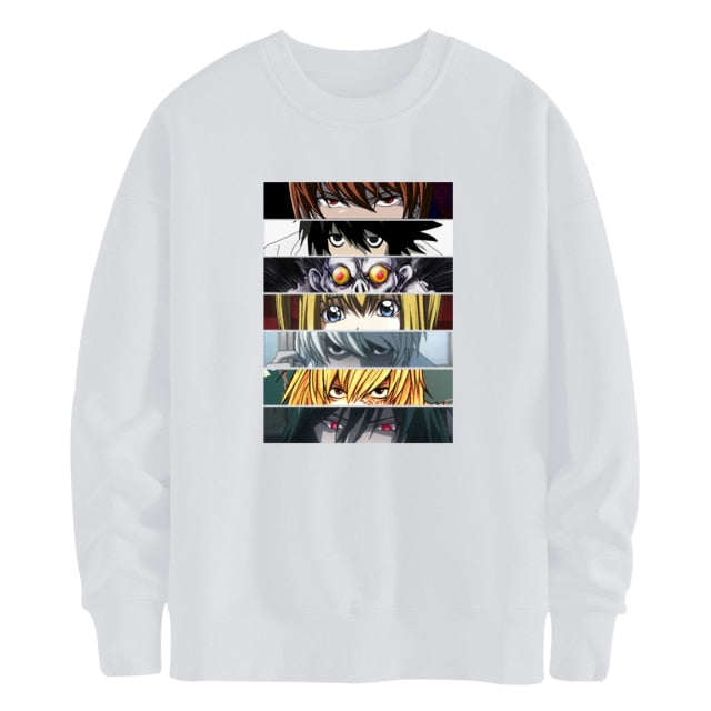 Pull Manga Death Note Adulte Homme Femme Longues Manches blanc