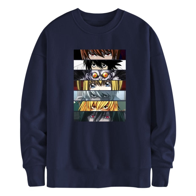 Pull Manga Death Note Adulte Homme Femme Longues Manches bleu