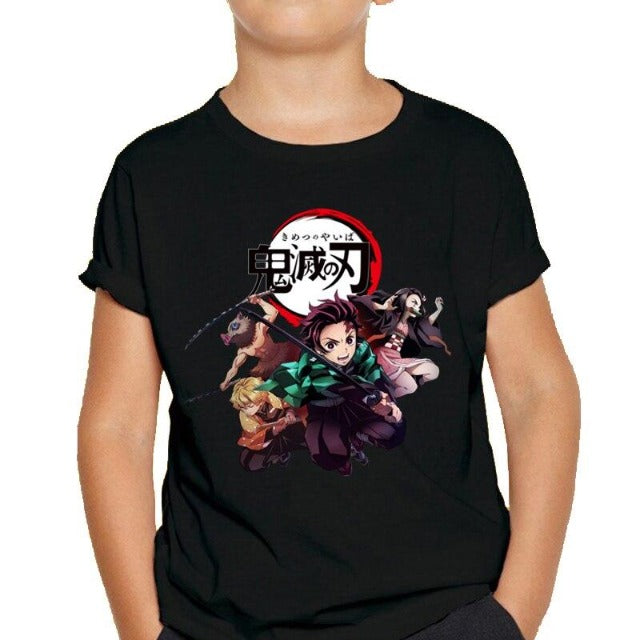 T-Shirt Enfant Demon Slayer Tanjiro Kamado noir